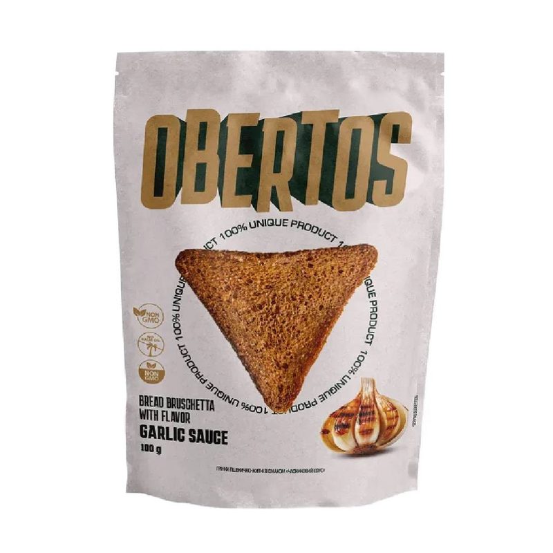 OBERTOS σνακ μπρουσκέτας σκόρδο 100gr – Αλμυρά Snacks