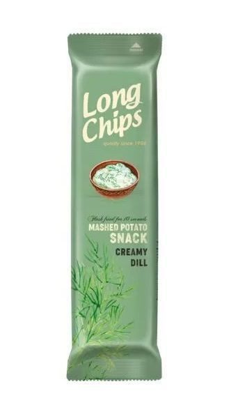 LONG CHIPS από πουρέ πατάτας με γεύση κρεμώδη άνηθο 75gr – Πατατάκια