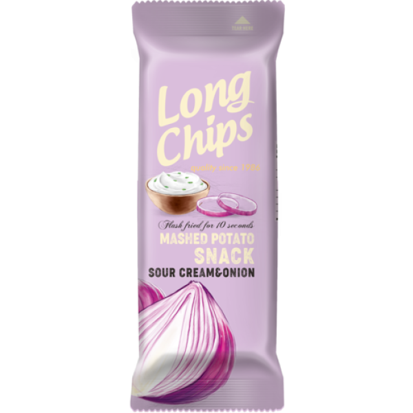 LONG CHIPS από πουρέ πατάτας με γεύση ξινή κρέμα και κρεμμύδι 75gr – Πατατάκια