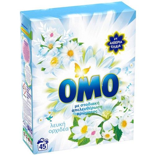 OMO σκόνη πλυντηρίου ρούχων Λευκή Ορχιδέα 45μεζ 2,52kg – Απορρυπαντικά Ρούχων