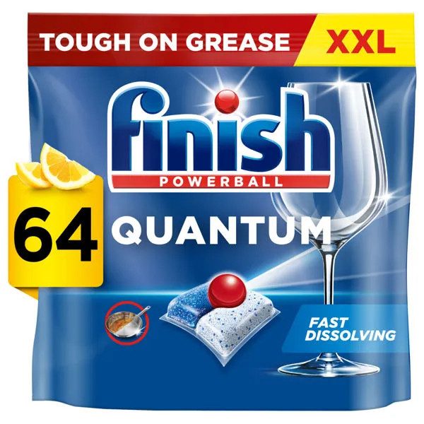 FINISH 64 tabs - (POWERBALL) (QUANTUM) (LEMON) – Απορρυπαντικά Πλυντηρίου Πιάτων