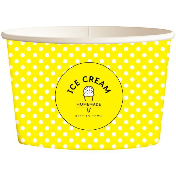 ΧΑΡΤΙΝΟ ΚΥΠΕΛΟ ΠΑΓΩΤΟΥ (8oz) - (DOT) (YELLOW) (50τεμ.) – MrPanda – Μπωλ/Κύπελλα μιας Χρήσης (Χονδρική)