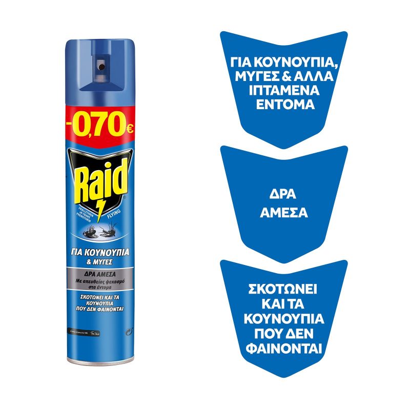 RAID εντομοκρόνο spray για μύγες και κουνούπια 300ml – Εντομοκτόνα και Εντομοαπωθητικά Χώρου