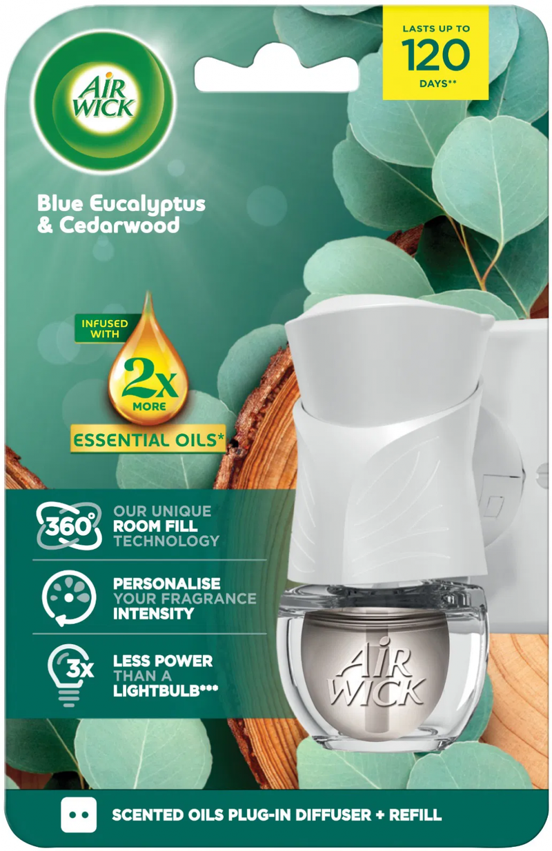 AIR WICK συσκευή ψεκασμού και ανταλλακτικό eucalyptus και cedarwood 19ml – Αρωματικά Χώρου