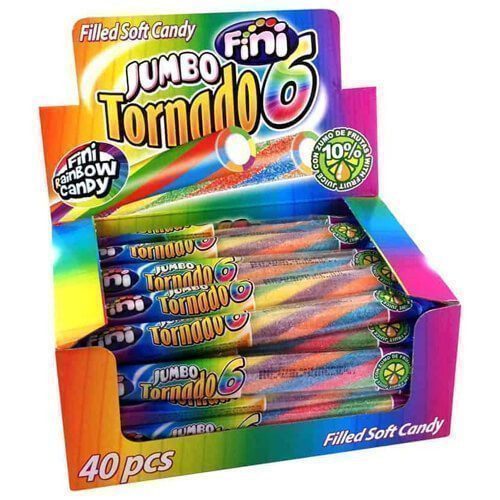 FINI ΠΟΛΥΧΡΩΜΟ ΚΑΛΩΔΙΟ 40τεμ. - (JUMBO TORNADO) – Καραμέλες, Γλειφιτζούρια και Τσίχλες