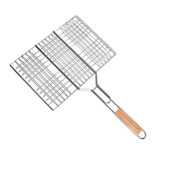 TNS σχάρα με ξύλινη λαβή 40x30cm – Σχάρες Ψησίματος