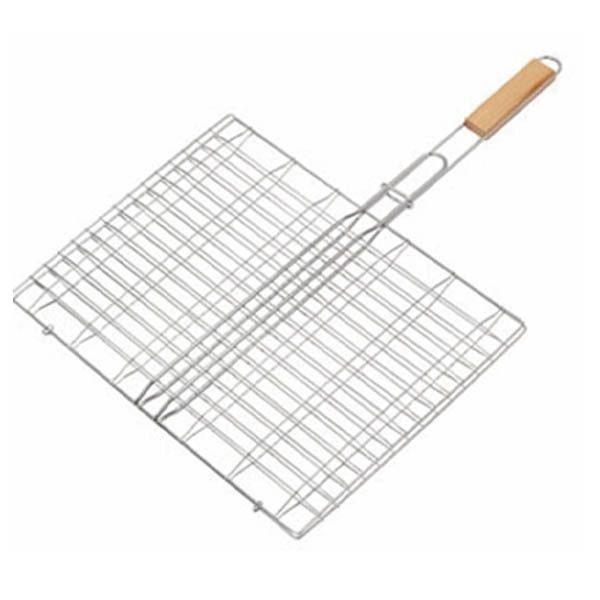 TNS σχάρα με ξύλινη λαβή 45x36cm – Σχάρες Ψησίματος