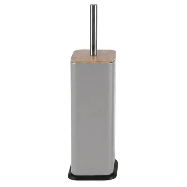 TNS πιγκάλ μεταλλικό γκρι με bamboo καπάκι 9,5x9,5x27cm – Πιγκάλ και Καλαθάκια Μπάνιου