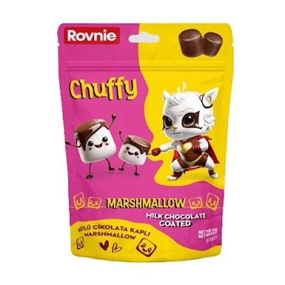 ROVNIE marshmallow με επικάλυψη σοκολάτας γάλακτος 50gr – Καραμέλες, Γλειφιτζούρια και Τσίχλες