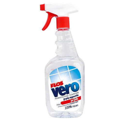 FLOS Vero υγρό καθαριστικό τζαμιών crystal rain με ξύδι spray 750ml – Καθαριστικά Επιφανειών