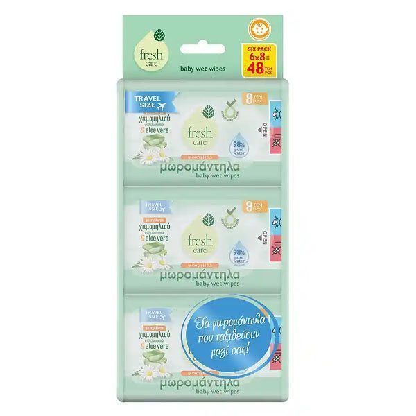 FRESH CARE μωρομάντηλα άρωμα αλόη 6x8τεμ