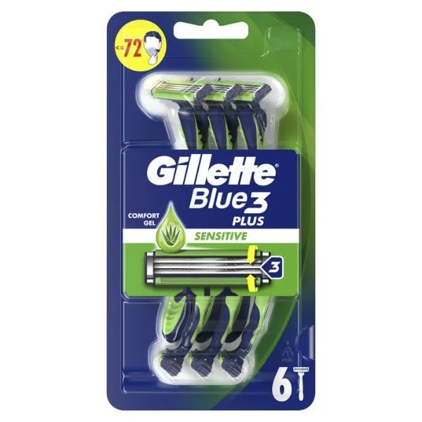GILLETTE ΞΥΡΑΦΑΚΙΑ BLUE 3 PLUS (6τεμ.) - (SENSITIVE) – Ξυραφάκια