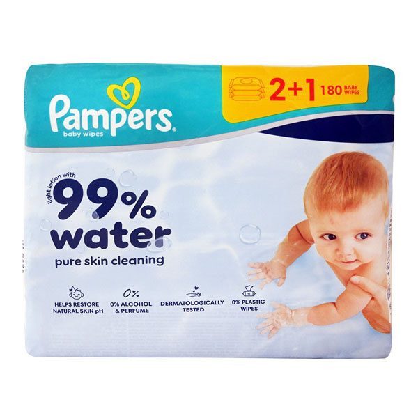 PAMPERS ΜΩΡΟΜΑΝΤΗΛΑ 3x60τεμ. - (99% WATER) (2+1) – Μωρομάντηλα