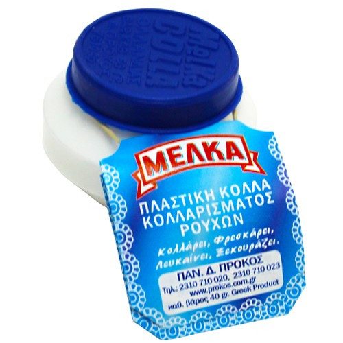 ΜΕΛΚΑ πλαστική κόλλα κολλαρίσματος ρούχων βαζάκι 40gr – Μέλκα – Αναλώσιμα Πλυσίματος και Σιδερώματος
