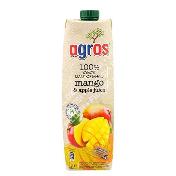 AGROS χυμός 100% φυσικός μάνγκο - μήλο 1lt – Χυμοί