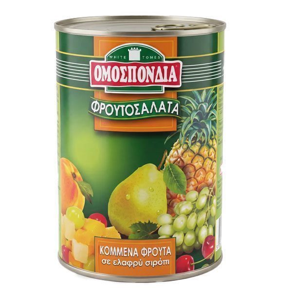 ΟΜΟΣΠΟΝΔΙΑ ΦΡΟΥΤΟΣΑΛΑΤΑ 400gr. - (COCKTAIL ΣΕ ΚΥΒΟΥΣ) – Ομοσπονδία – Τρόφιμα Μακράς Συντήρησης