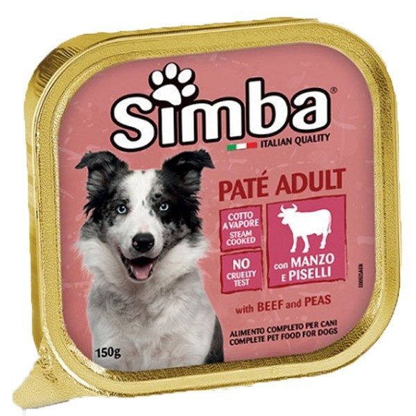 SIMBA σκυλοτροφή πατέ μοσχάρι και αρακάς 150gr – Υγρή Τροφή Σκύλων