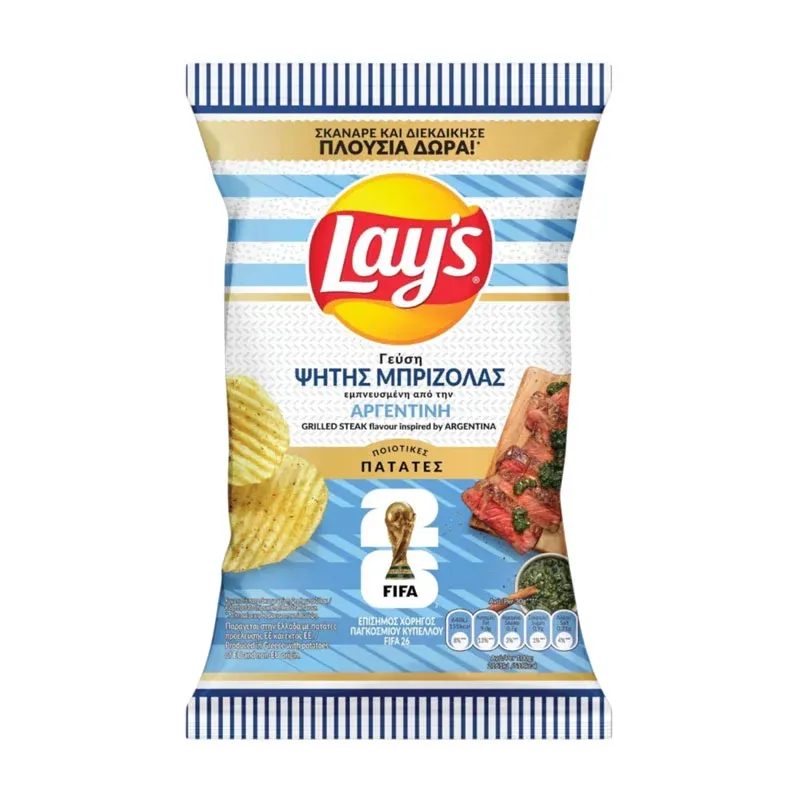 TASTY SNACKS Ruffles πατατάκια ψητή μπριζόλα 95gr