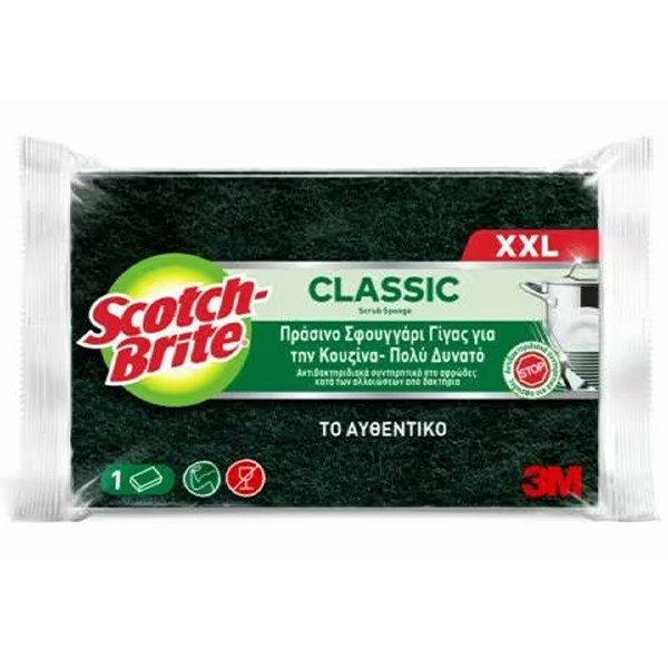 SCOTCH-BRITE σφουγγαράκι κουζίνας πράσινο γίγας 1τεμ – Σφουγγάρια Κουζίνας