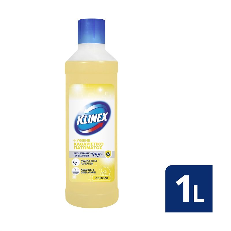 KLINEX hygiene υγρό καθαριστικό πατώματος λεμόνι 1lt – Καθαριστικά Επιφανειών