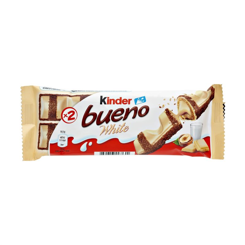 FERRERO Kinder γκοφρέτα bueno white με λευκή σοκολάτα 39gr – Σοκολάτες