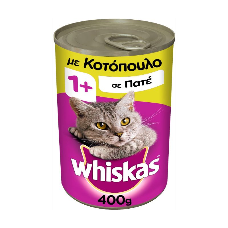WHISKAS γατοτροφή υγρή με κοτόπουλο 400gr – Υγρή Τροφή Γάτας