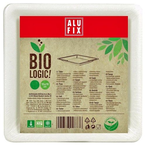 ALUFIX βιοδιασπώμενα πιάτα πολυγωνικά 15x15cm 12τεμ – Είδη Party για Σερβίρισμα