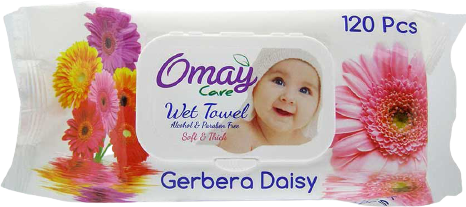 OMAY μωρομάντηλα με καπάκι Gerbera Daisy 120τεμ