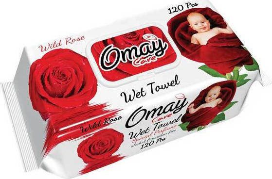 OMAY μωρομάντηλα με καπάκι Wild Rose 120τεμ