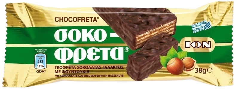 ΙΟΝ σοκοφρέτα γάλακτος με φουντούκι 38gr – Σοκολάτες
