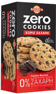 ΒΙΟΛΑΝΤΑ μπισκότα zero cookies με βανίλια και κομμάτια μαύρης σοκολάτας χωρίς ζάχαρη 170gr – Βιολάντα