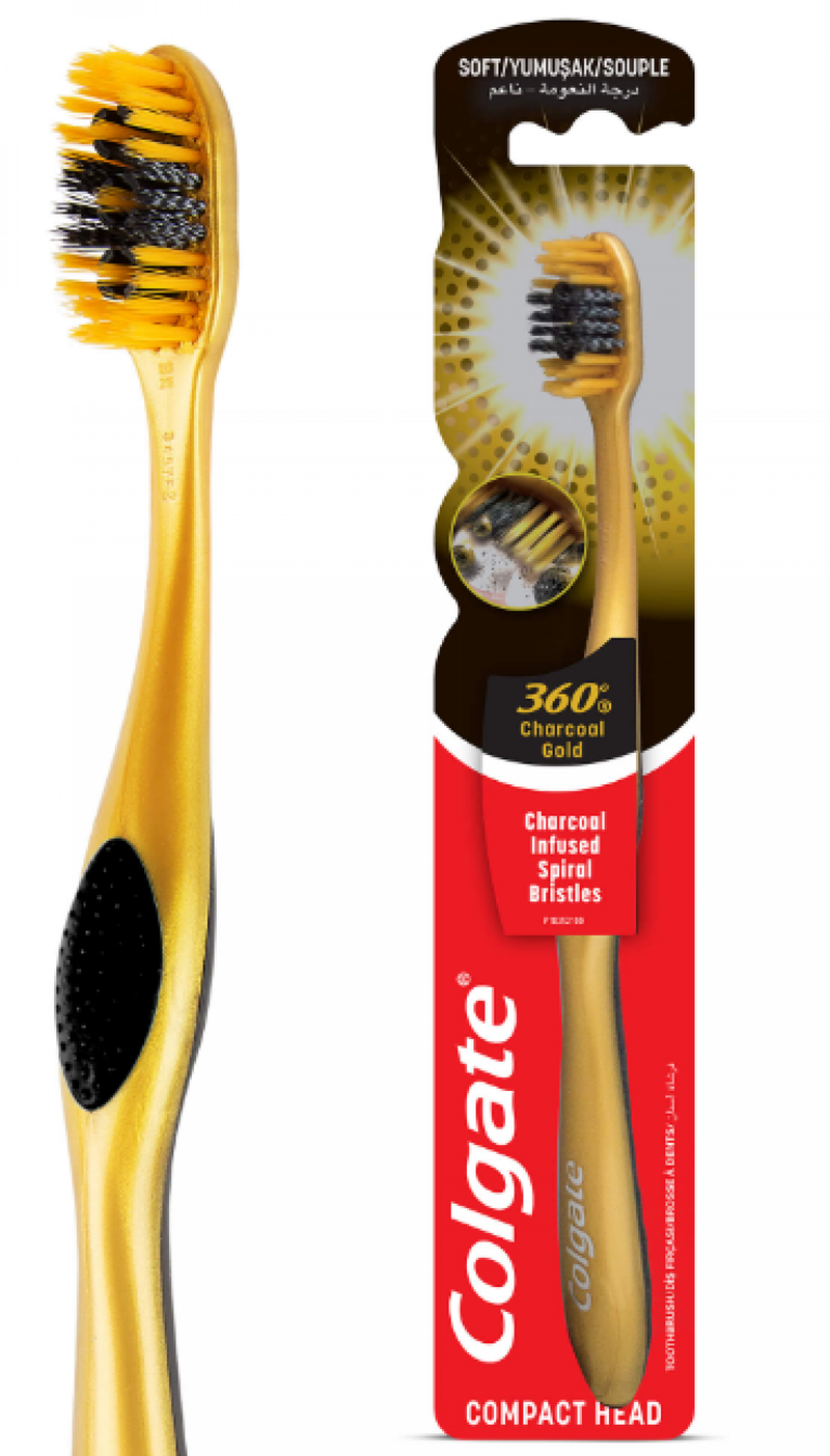 COLGATE οδοντόβουρτσα 360ᵒ Charcoal Gold μαλακή 1τεμ – Οδοντόβουρτσες Απλές
