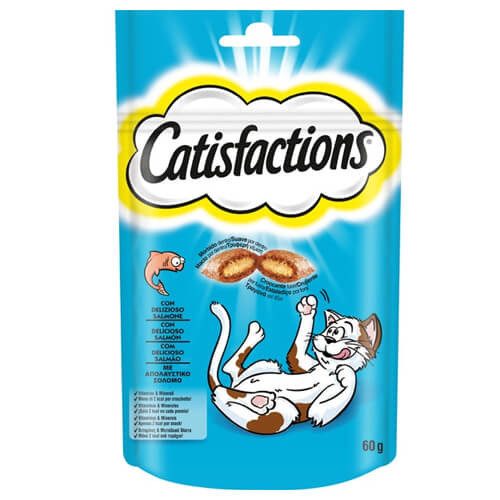 CATISFACTIONS ξηρά τροφή για γάτες με γεύση σολωμού 60gr – Λιχουδιές/Σνακ Γάτας