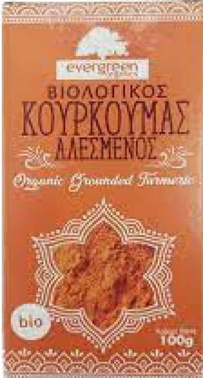 EVERGREEN ORGANICS βιολογικός κουρκουμάς αλεσμένος 100gr – Μπαχαρικά και Μυρωδικά