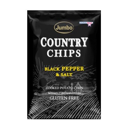OHONOS SNACKS Jumbo country chips με μαύρο πιπέρι και αλάτι 150gr – Πατατάκια