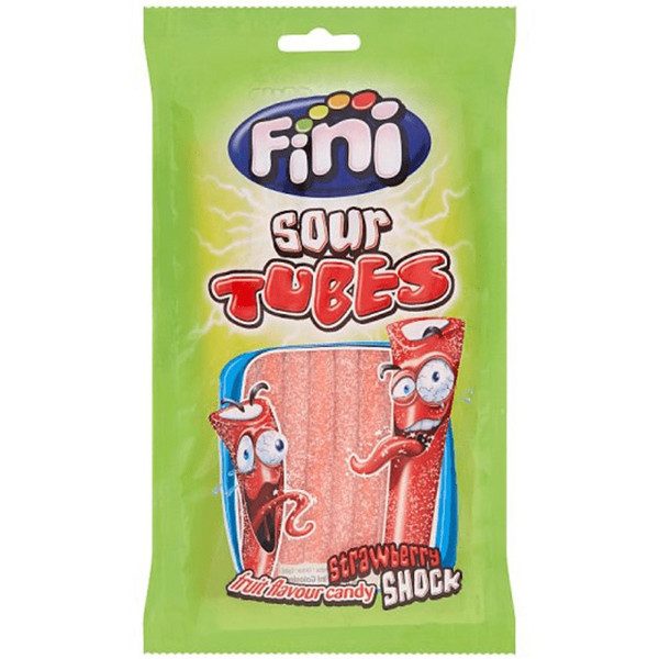 FINI ζελεδάκια sour strawberry tubes 80gr – Καραμέλες, Γλειφιτζούρια και Τσίχλες