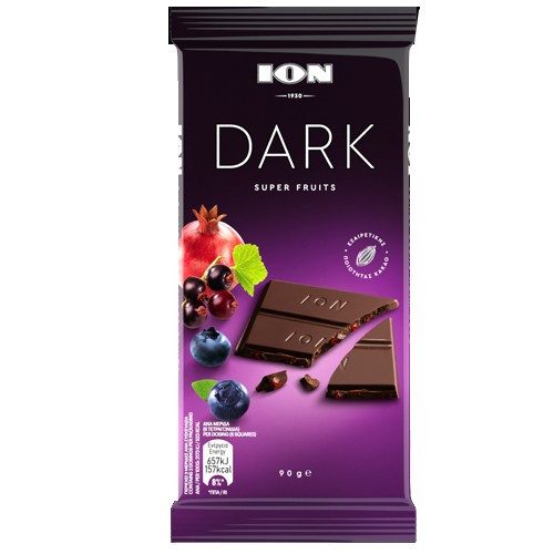 ΙΟΝ σοκολάτα υγείας dark με super fruits 90gr – Σοκολάτες