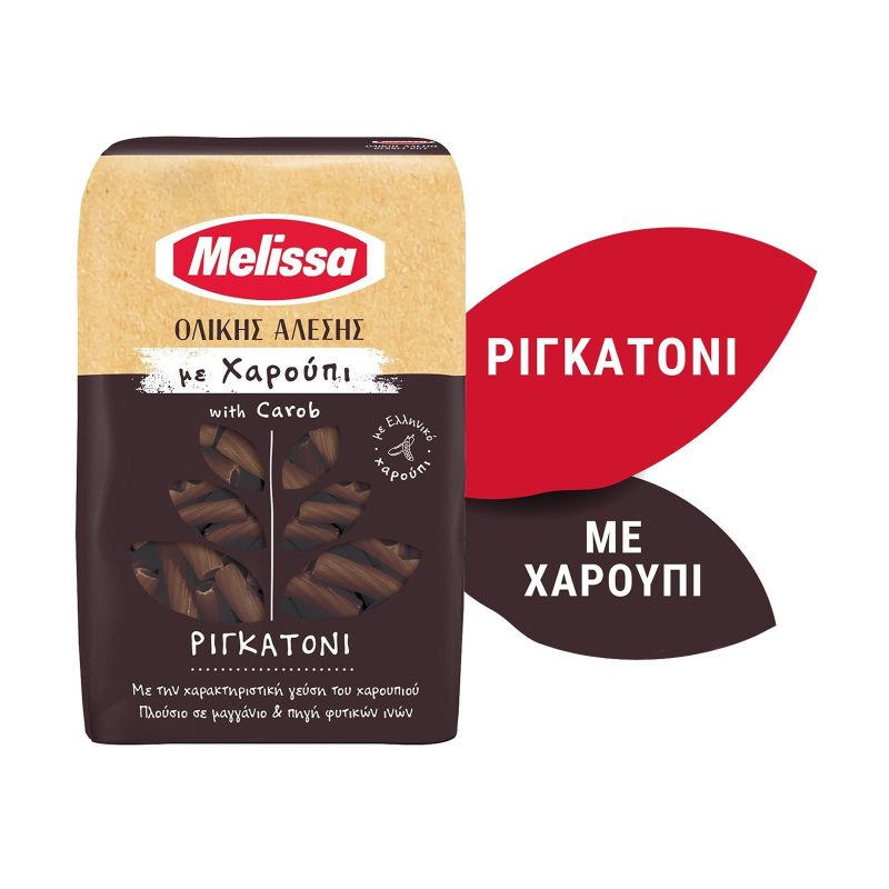 MELISSA ζυμαρικά ριγκατόνι ολικής άλεσης με χαρούπι 400gr
