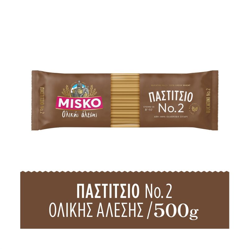 MISKO ζυμαρικά παστίτσιο No2 ολικής άλεσης 500gr