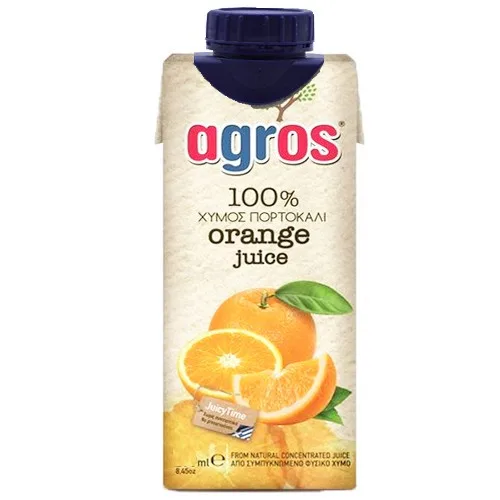 AGROS χυμός 100% φυσικός πορτοκάλι 330ml – Χυμοί