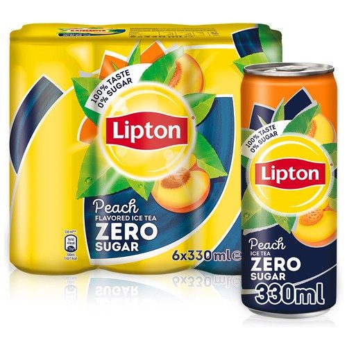 LIPTON κρύο τσάι μαύρο ροδάκινο χωρίς ζάχαρη 6x330ml – Αναψυκτικά