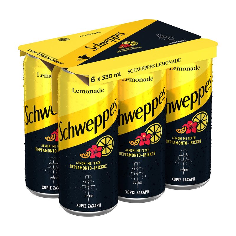 SCHWEPPES αναψυκτικό λεμόνι με περγαμόντο και ιβίσκος χωρίς ζάχαρη 6x330ml – Αναψυκτικά
