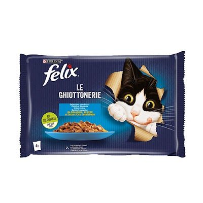 FELIX Υγρή Τροφή Γάτας με Σολομό-Τόνο σε Ζελέ 4x85gr