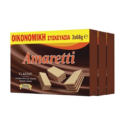 AMARETTI Γκοφρέτα Με Κρέμα Κακάο 3x68gr – Bingo – Μπισκότα