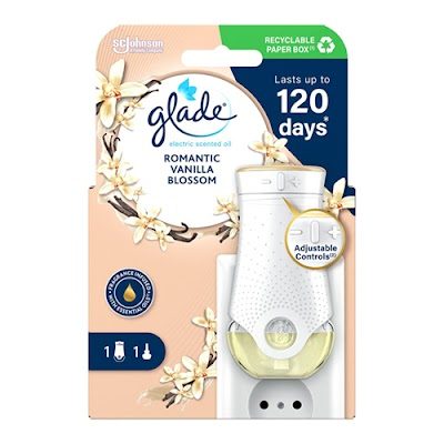GLADE αποσμητικό χώρου ηλεκτρική συσκευή με ανταλλακτικό vanilla blossom 200ml – Αρωματικά Χώρου