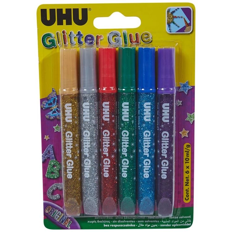 UHU κόλλα glitter blister 6x10ml – Κόλλες