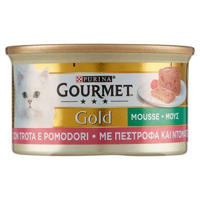 GOURMET gold γατοτροφή πέστροφα και ντομάτα 85gr – Υγρή Τροφή Γάτας