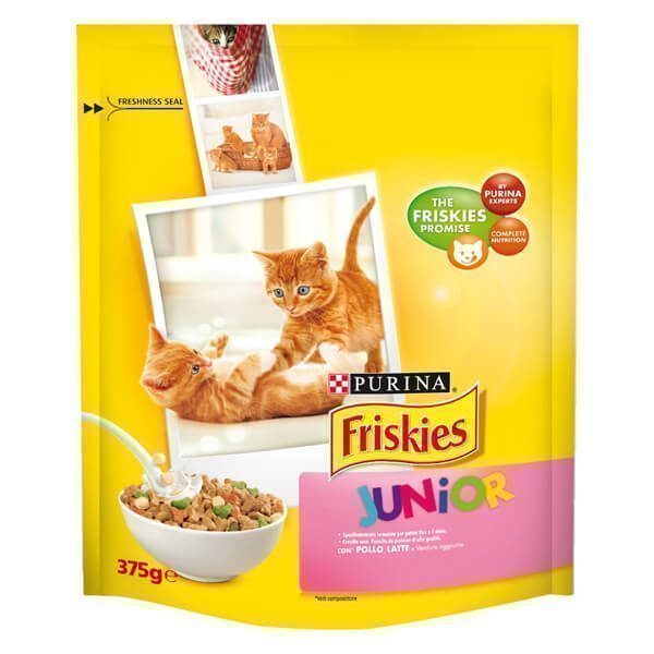 FRISKIES γατοτροφή junior κοτόπουλο και γαλοπούλα λαχανικά γάλα 375gr – Ξηρά Τροφή Γάτας