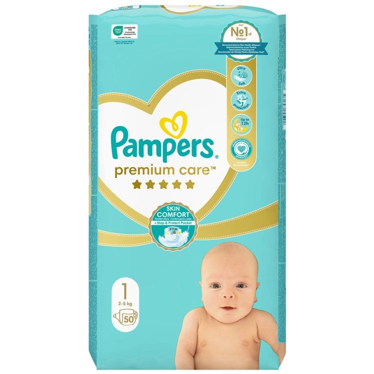 PAMPERS premium care βρεφικές πάνες No1 2-5kg 50τεμ – Πάνες Μωρού