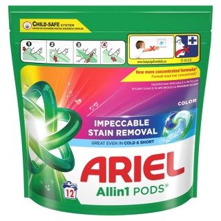 ARIEL κάψουλες πλυντηρίου ρούχων All in 1 Color 12τεμ – Απορρυπαντικά Ρούχων